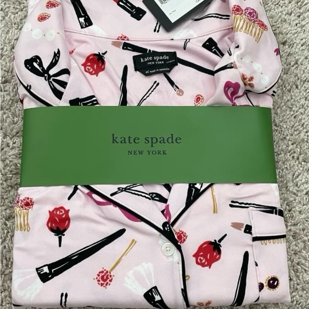 Kate Spade Pink Makeup Print Pajama Set XL